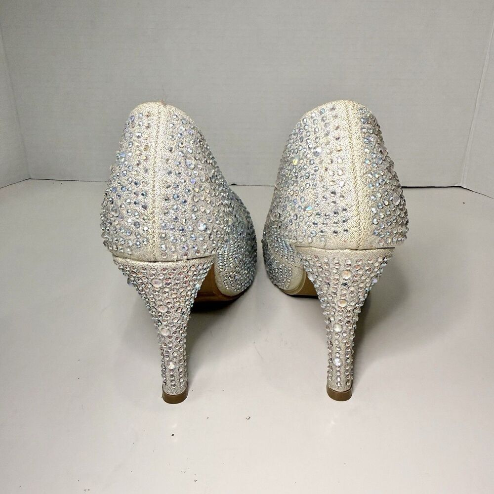 Flourish Cinderella AB Crystal Rhinestone Pumps Size 6 Silver Bridal Wedding - Picture 4 of 5